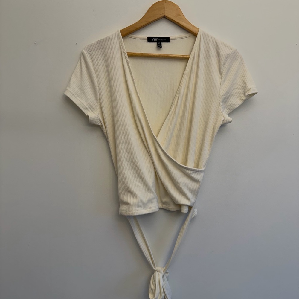 YMI Cream Wrap Tie Crop Top | Size XL